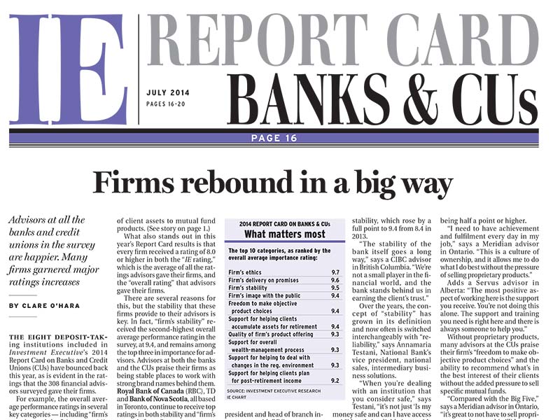 Banks and CU Report Card 2014