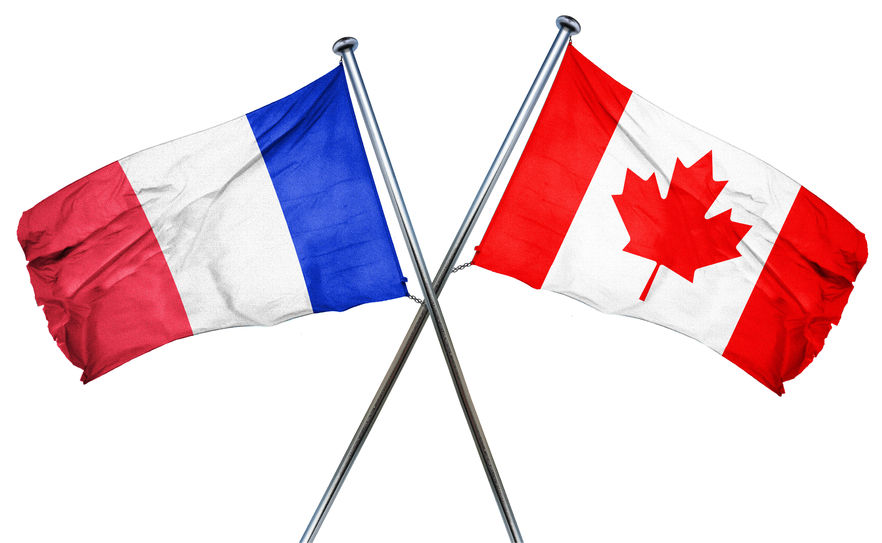 56770909 – france flag combined with canada flag alternate text for this image