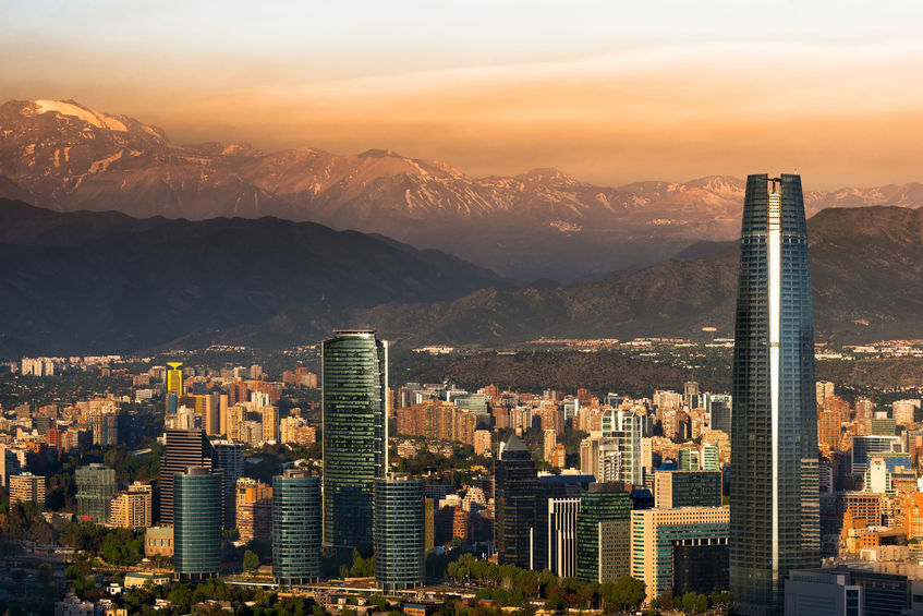 33830179 – view of santiago de chile with los andes mountain range in the back alternate text for this image