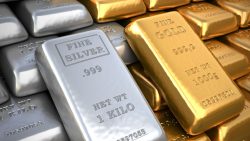 37202080 – silver ingot and  gold bullion. finance illustration alternate text for this image