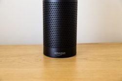 73987078 – leeds, uk – 18 march 2017.  amazon echo speaker with alexa assistant alternate text for this image