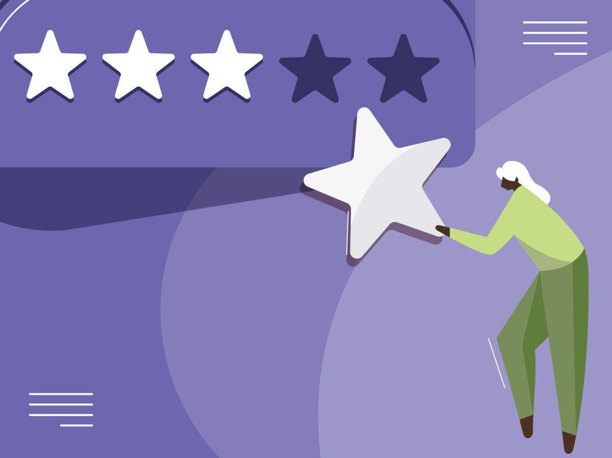 A woman adding a star to existing ratings