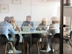 Diverse group of coworkers meeting