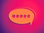 Dialogue bubble with five stars, customer satisfaction concept