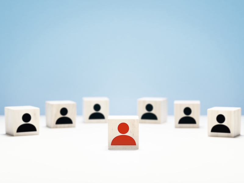 Human resources, recruitment and management concept people icon on wooden blocks alternate text for this image