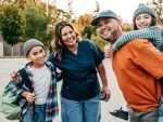 Young family in a parking lot